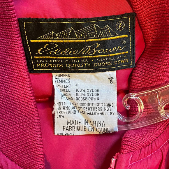 Vintage 1980's Eddie Bower Pink Down Puffer Vest Woman's Large - Picture 4 of 7